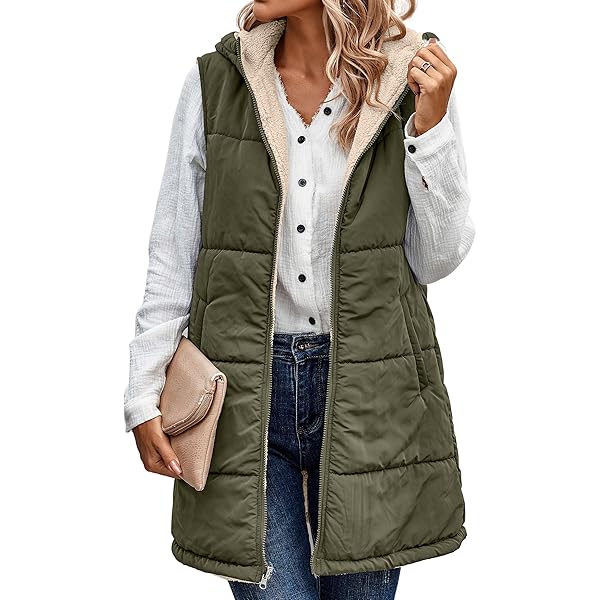 amaon Essentials Women Winter Hooded Reversible Long Vest